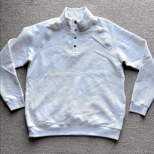 Goodfellow & Co White Textured Snap Pullover Sweatshirt - Size Large